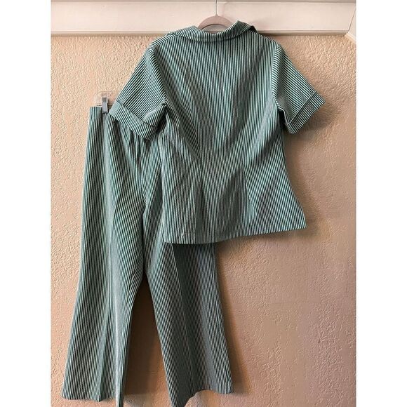 Prince of Dallas Paintsuit Green White Stripe Vintage 70’s Women’s M-XL - Picture 8 of 9